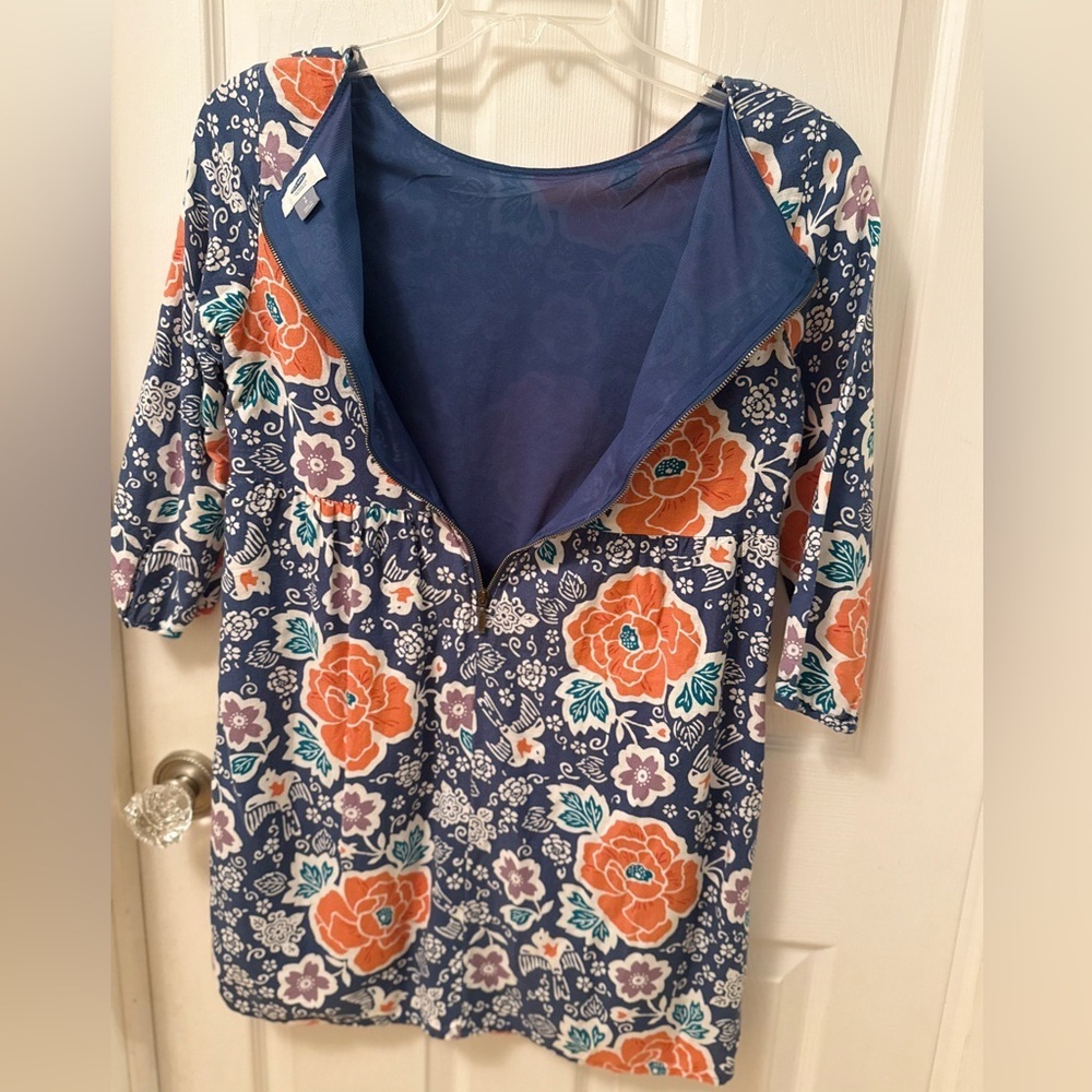 Old Navy blue mini boho floral blue dress Sz S. SUPER chic! AS - Picture 7 of 7